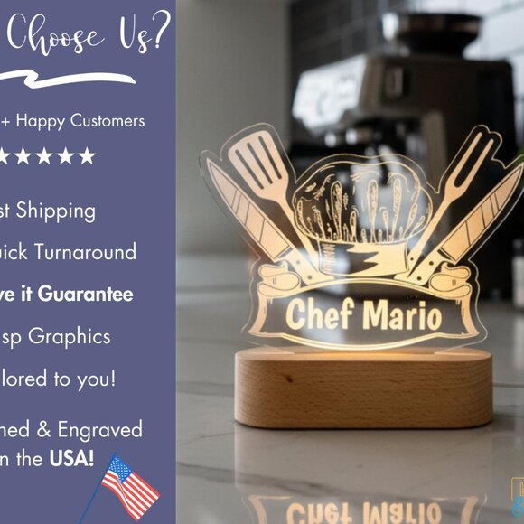 Personalized Chef Night Light – Fun Culinary Gift Nightlight - Picture 4 of 8